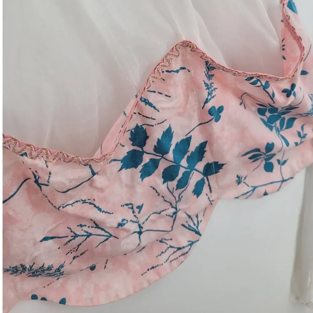 Vintage White Pink‎ Floral Half Apron Cottage Coquette Soft Girl Style